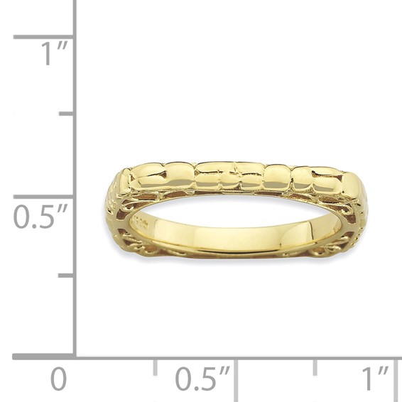 Sterling Silver Stackable Expressions Polished Gold-plate Square Ring