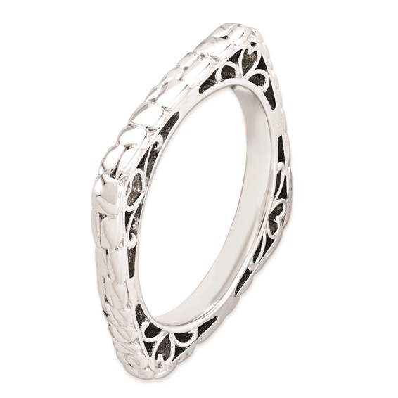 Sterling Silver Stackable Expressions Polished Rhodium-plate Square Ring