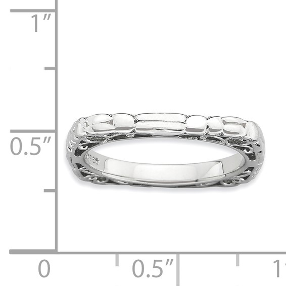 Sterling Silver Stackable Expressions Polished Rhodium-plate Square Ring
