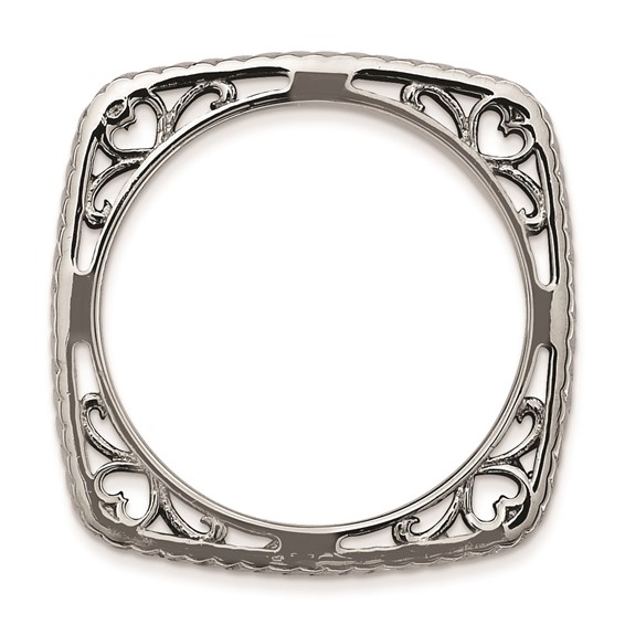Sterling Silver Stackable Expressions Polished Black-plate Square Ring