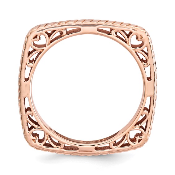 Sterling Silver Stackable Expressions Polished Pink-plate Square Ring