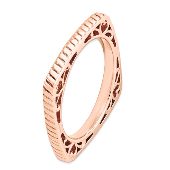 Sterling Silver Stackable Expressions Polished Pink-plate Square Ring