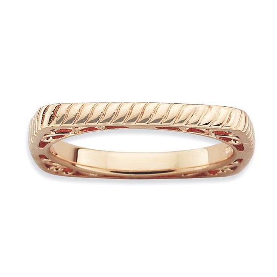 Sterling Silver Stackable Expressions Polished Pink-plate Square Ring