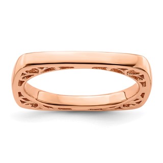 Sterling Silver Stackable Expressions Polished Pink-plated Square Ring