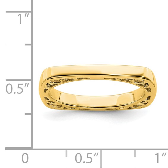 Sterling Silver Stackable Expressions Polished Gold-plated Square Ring