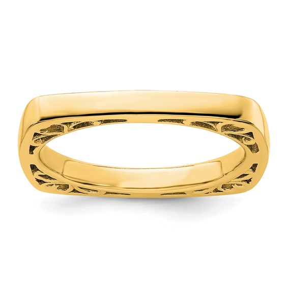 Sterling Silver Stackable Expressions Polished Gold-plated Square Ring
