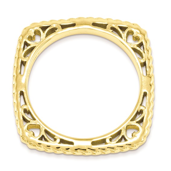 Sterling Silver Stackable Expressions Polished Gold-plate Square Ring