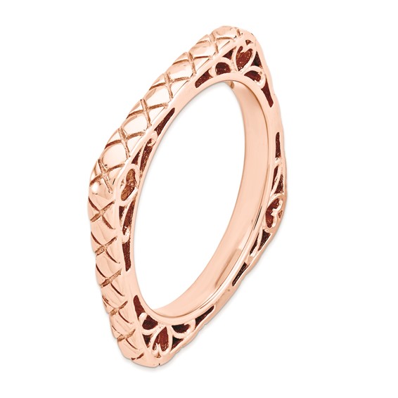 Sterling Silver Stackable Expressions Polished Pink-plate Square Ring