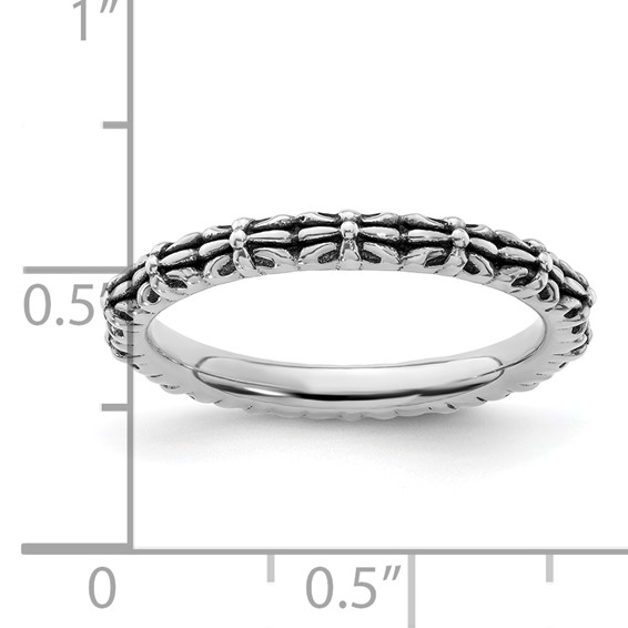 Sterling Silver Stackable Expressions Antiqued Ring