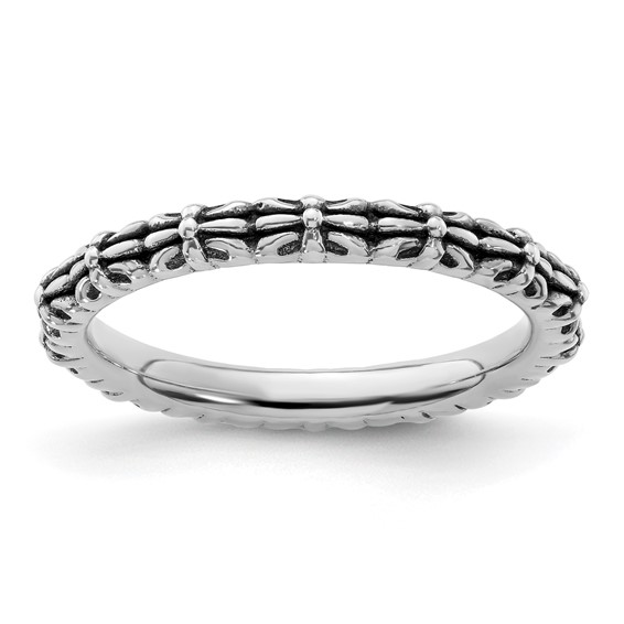 Sterling Silver Stackable Expressions Antiqued Ring