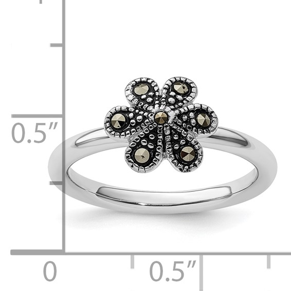 Sterling Silver Stackable Expressions Marcasite Scalloped Ring