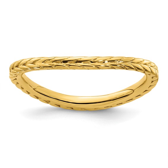 Sterling Silver Stackable Expressions Polished Gold-plated Wave Ring