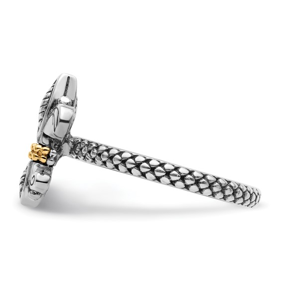 Sterling Silver & 14k Stackable Expressions Antiqued Ring