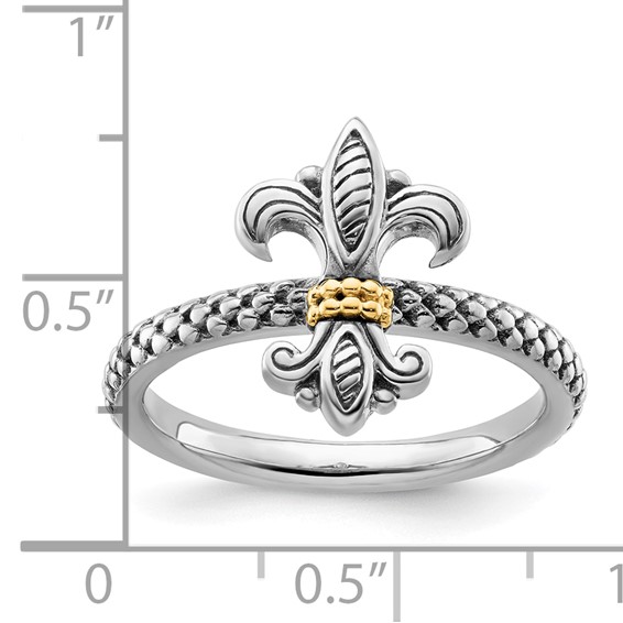 Sterling Silver & 14k Stackable Expressions Antiqued Ring