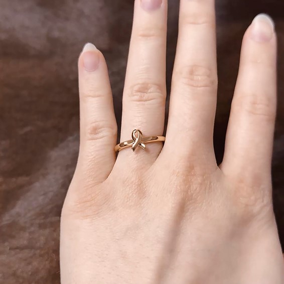 Sterling Silver Stackable Expressions Rose Gold Awareness Ribbon Ring