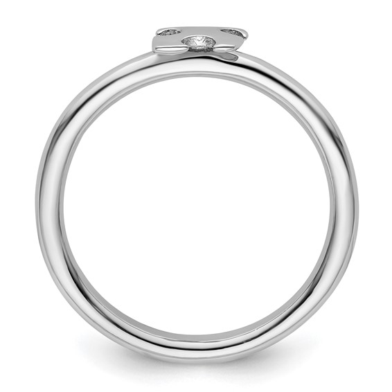 Sterling Silver Stackable Exp. Rhodium-plated Awareness Puzzle Piece Ring