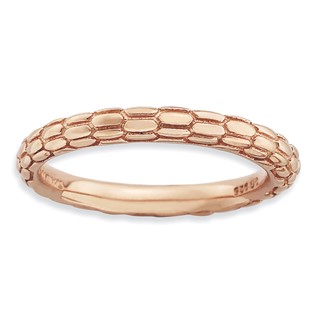 Sterling Silver Stackable Expressions Pink-plated Domed Ring