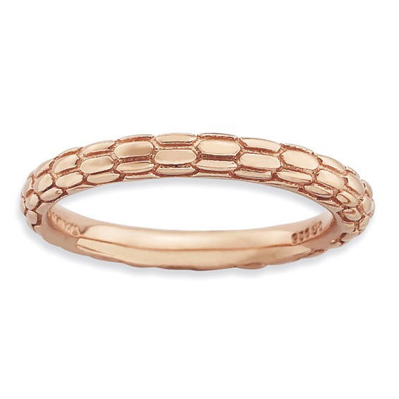 Sterling Silver Stackable Expressions Pink-plated Domed Ring