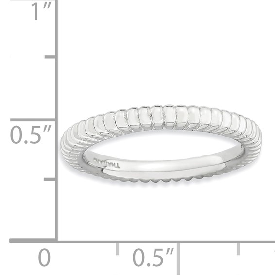 Sterling Silver Stackable Expressions Rhodium-plated Domed Ring