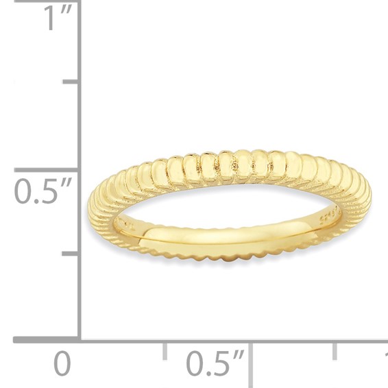 Sterling Silver Stackable Expressions Gold-plated Domed Ring