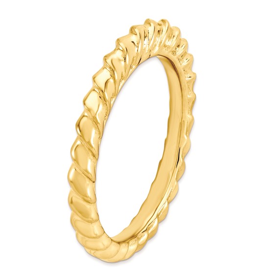 Sterling Silver Stackable Expressions Gold-plated Domed Ring