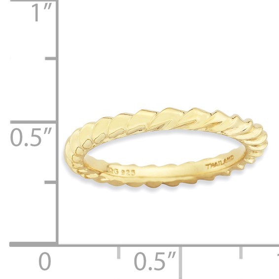 Sterling Silver Stackable Expressions Gold-plated Domed Ring