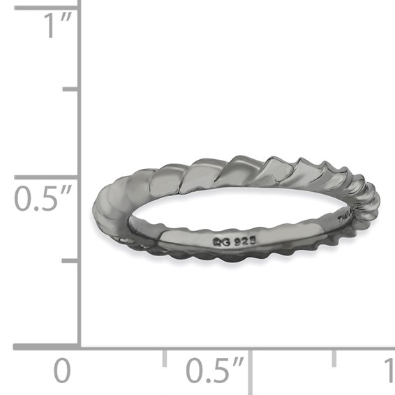 Sterling Silver Stackable Expressions Black-plated Domed Ring