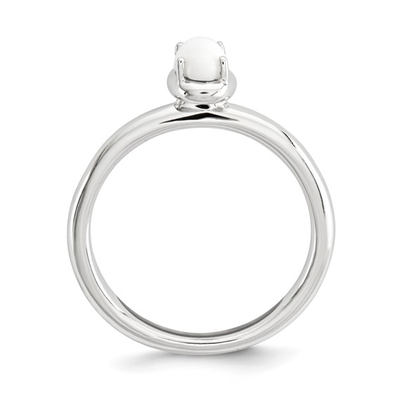 Sterling Silver Stackable Expressions White Agate Polished Ring
