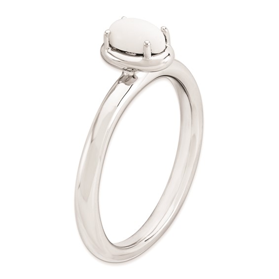 Sterling Silver Stackable Expressions White Agate Polished Ring