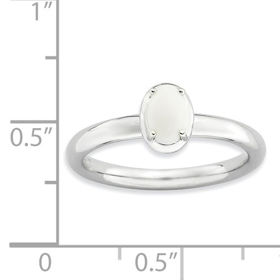 Sterling Silver Stackable Expressions White Agate Polished Ring