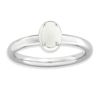 Sterling Silver Stackable Expressions White Agate Polished Ring