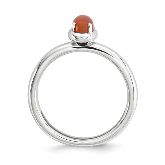 Sterling Silver Stackable Expressions Red Agate Polished Ring