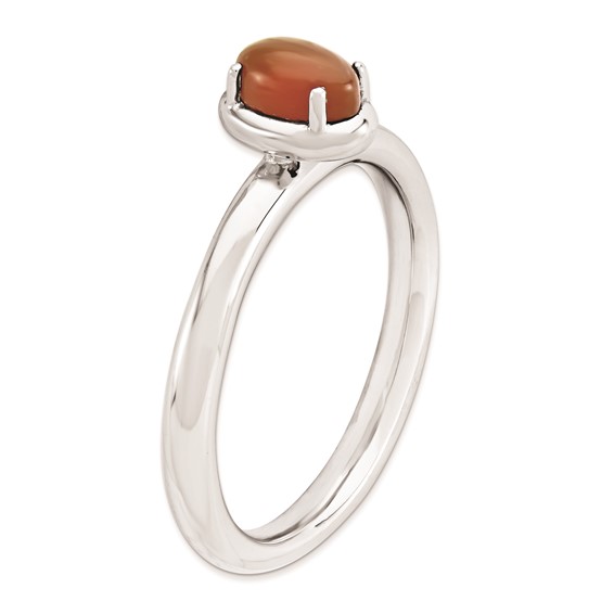 Sterling Silver Stackable Expressions Red Agate Polished Ring