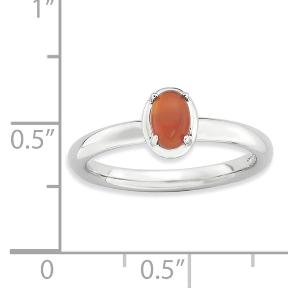 Sterling Silver Stackable Expressions Red Agate Polished Ring