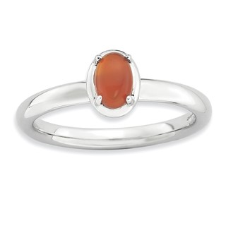 Sterling Silver Stackable Expressions Red Agate Polished Ring