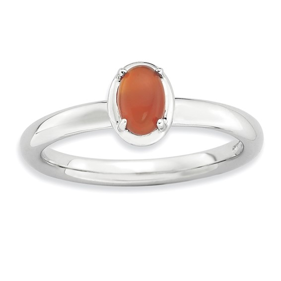 Sterling Silver Stackable Expressions Red Agate Polished Ring
