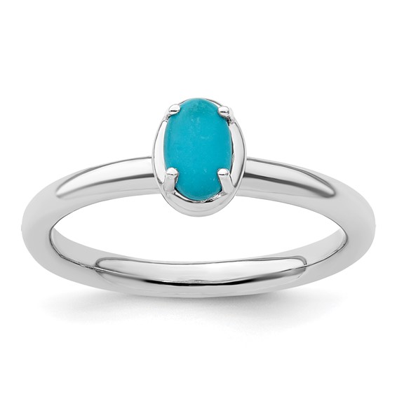 Sterling Silver Stackable Expressions Turquoise Polished Ring