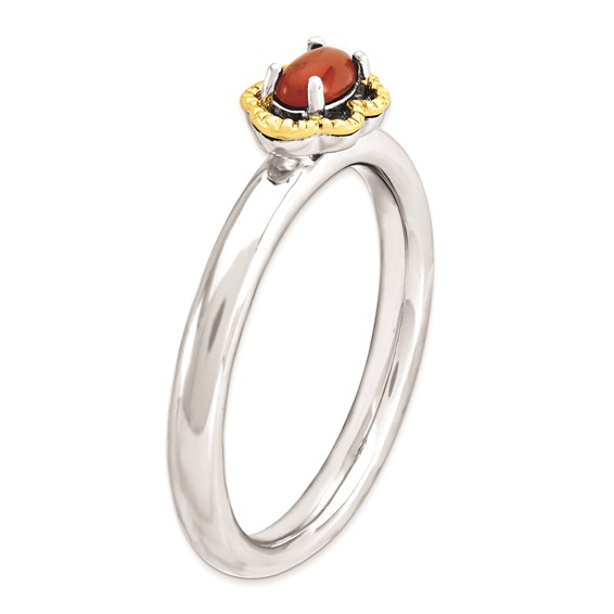 Sterling Silver & 14k Stackable Expressions Red Agate Polished Ring