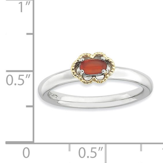 Sterling Silver & 14k Stackable Expressions Red Agate Polished Ring