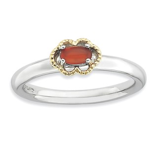Sterling Silver & 14k Stackable Expressions Red Agate Polished Ring