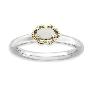 Sterling Silver & 14k Stackable Expressions White Agate Polished Ring