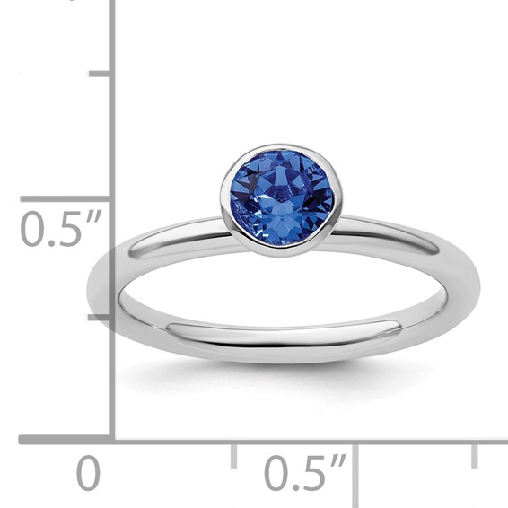 Sterling Silver Stackable Expressions High 5mm September Crystal Ring