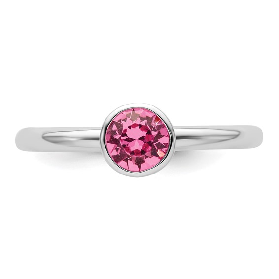 Sterling Silver Stackable Expressions High 5mm October Crystal Ring