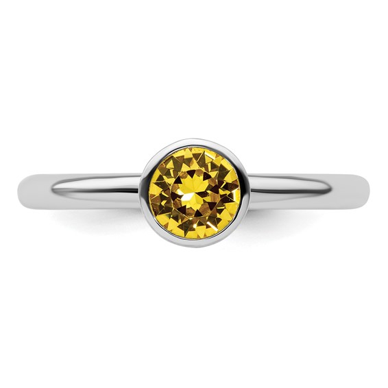 Sterling Silver Stackable Expressions High 5mm November Crystal Ring