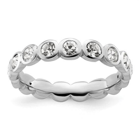 Sterling Silver Stackable Expressions April Crystal Ring
