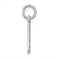 Sterling Silver Rhodium-plated Diamond-cut #0 Charm view 2