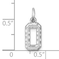 Sterling Silver Rhodium-plated Diamond-cut #0 Charm view 3