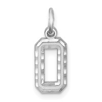 Sterling Silver Rhodium-plated Diamond-cut #0 Charm view 1