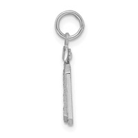 Sterling Silver Rhodium-plated Small Diamond-cut #00 Charm view 2
