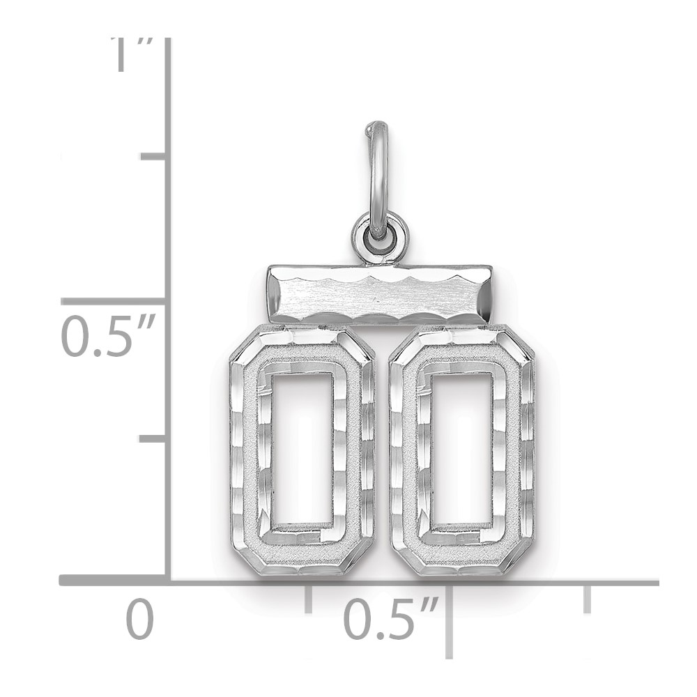 Sterling Silver Rhodium-plated Small Diamond-cut #00 Charm (QSN00T)